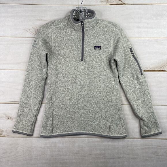 Patagonia Fleece Womens XS Gray Sweater Quarter Zip Custom Logo Pullover Knit - Picture 1 of 9